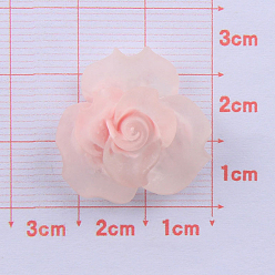 Pink Opaque Resin Cabochons, Frosted, Flower, Pink, 24mm