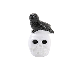 Skull Пластиковые фигурки на тему Хэллоуина, украшения для дисплея, миниатюрные украшения, для украшения дома, череп, 36x22 мм