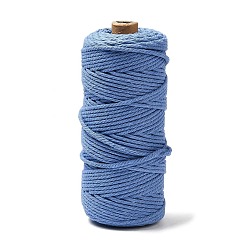 Cornflower Blue Cotton String Threads for Crafts Knitting Making, Cornflower Blue, 3mm, about 109.36 Yards(100m)/Roll