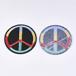 Colorful Computerized Embroidery Cloth Iron on/Sew on Patches, Appliques, Costume Accessories, Peace Sign, Colorful, 60x1mm