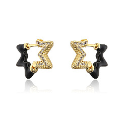 41056 Colorful Oil Drop Zircon Earrings for Women, 18K Gold Plated Fashion Jewelry