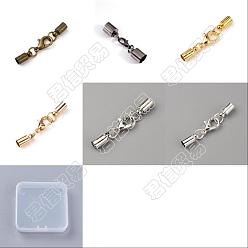 Gemischte Farbe 48Stück 6Farben Messing Karabinerverschlüsse, mit Kordelenden, Gemischte Farbe, 33 mm, Schnurende: 9x4mm, Innendurchmesser: 3.5 mm, 8 Stk. je Farbe