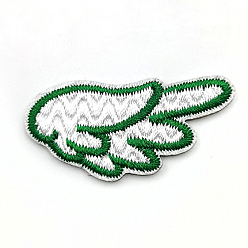 Green Computerized Embroidery Cloth Iron On/Sew On Patches, Costume Accessories, Right Wing, Green, 20x39mm