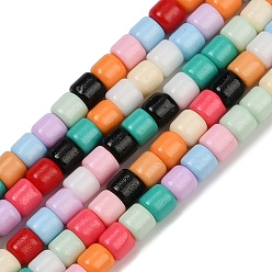 Разноцветный Выпечки нарисованных стеклянных бусин прядей, колонка, красочный, 4~5x4~5 мм, отверстие : 1.2 мм, около 95~96 шт / нитка, 15.75''~15.94'' (40~40.5 см)