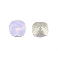 Violet K9 Glass Rhinestone Cabochons, Pointed Back & Back Plated, Faceted, Square, Violet, 8x8x4.5mm