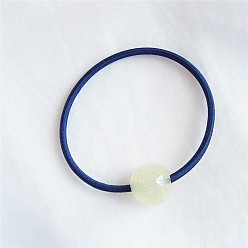 Circular white Sparkling Starry Sky Ball Hair Tie - Simple Pearl Elastic Band with Beads.