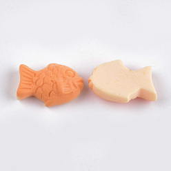 Coral Resin Decoden Cabochons, Fish Biscuits, Imitation Food, Coral, 19x14x6.5mm