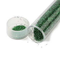 Dark Green Plastic Glitter Powder Fillers, UV Resin Filler, Epoxy Resin Mold Filling Material, for DIY Resin Craft Making, Dark Green, 75.5x12mm