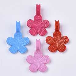 Mixed Color Opaque Acrylic Pendants, Flower, Mixed Color, 37x25.5x13mm, Hole: 8mm, about 370pcs/500g