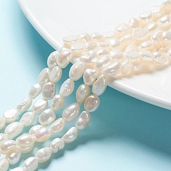 Seashell Color Natural Cultured Freshwater Pearl Beads Strands, Oval, Seashell Color, 8~14x7~9x4~7mm, Hole: 0.8mm, about 34pcs/strand, 13.78 inch(35cm)