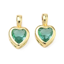 Бирюза Стеклянные прелести, сердце, с реечной обшивкой латунными выводами, без кадмия и без свинца, долговечный, граненые, бирюзовые, 12x7.5x3.5 мм, отверстие : 3x2.5 мм