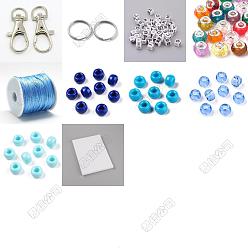 (52) Непрозрачная лаванда Набор для изготовления брелка своими руками, включая застежки-лобстеры из сплава с поворотным механизмом, 304 брелоки из нержавеющей стали сплит, пластиковые шарики, Нейлоновая нить, разноцветные, 35x16 мм