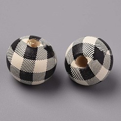 Светло-желтый Бусины из натурального дерева с большими отверстиями, плед бусины, деревенский дом деревянные бусины, круглые, светло-желтый, 16x15 мм, отверстие : 4 мм