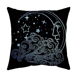 Moon Velvet Throw Pillow Covers, Cushion Cover, for Couch Sofa Bed Wiccan Lovers, Square, Moon, 450x450mm