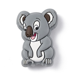 Koala Пищевые экологически чистые силиконовые фокусные шарики, аксессуары для жевательных игрушек для прорезывателей зубов, DIY уход за ожерельем, образец коалы, 30x21.5x9.5 мм, отверстие : 2 мм