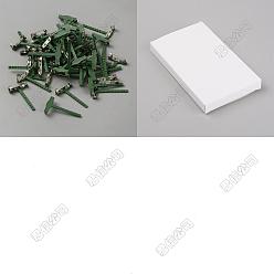 Dark Green 20Pcs Iron & Plastic Brooch Findings, Dark Green, 44x25.5x8mm