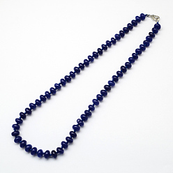 Lapis Lazuli Fashionable Gemstone Beaded Necklaces, with Platinum Plated Zinc Alloy Lobster Clasps, Lapis Lazuli, 18.5 inch