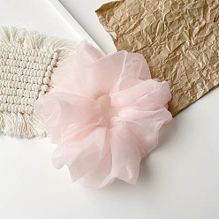Extra Large Organza - Light Pink Chic Oversized Organza Hair Scrunchie for Girls, Sweet and Elegant French Style Headband with Fairy Mesh Bow Tie