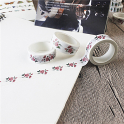 Flower Adhesive Paper Decorative Tape, for Scrapbook, Gifts, Diary, Album, Stationery and Journals Supplies, Peony Pattern, 15mm, about 5.47 Yards(5m)/Roll