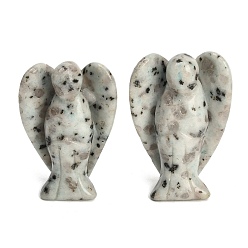 Jaspe Sésame Figurines d'anges sculptées en jaspe sésame naturel, cadeau de pierre énergétique feng shui pour la décoration de bureau à domicile, 35~38x18.5~20x50~53mm