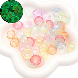 Half Round Светящиеся прозрачные акриловые бусины, с блеском порошок, светится в темноте, полукруглый, 16x8ммоколо 28шт/комплект