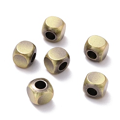 Brushed Antique Bronze Tibetan Style Brass Beads, Cadmium Free & Lead Free, Cube, Brushed Antique Bronze, 5x5x5mm, Hole: 2.2mm