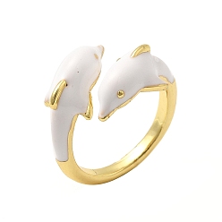 Белый Манжеты с латунной эмалью, дельфин, стойки покрытие, долговечный, без кадмия и без свинца, реальный 18 k позолоченный, белые, внутренний диаметр: 17 мм