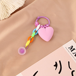purple Colorful Detachable Resin Heart Keychain Bag Charm Pendant Accessory Gift