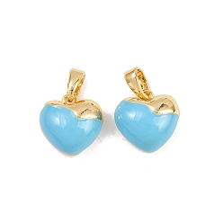 Темно-Голубой Латунь эмаль прелести, шарма сердца, реальный 18 k позолоченный, глубокое синее небо, 11.5x11.5x6 мм, отверстие : 4.5x2.2 мм