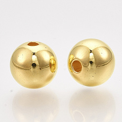 Golden Plated ABS Plastic Beads, Round, Golden Plated Plated, 4x3.5mm, Hole: 1.2mm, about 18000pcs/500g
