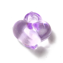 Lilac Transparent Acrylic Pendants, Asymmetrical Heart Charm, Lilac, 15.5x14x9.5mm, Hole: 3mm, about 610pcs/500g