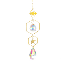 Прозрачный АВ Большой кулон из кварцевого хрусталя, подвесные ловцы солнца, солнце и звезда, ясно AB, 380~400 мм