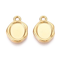 Real 18K Gold Plated 304 Stainless Steel Pendant Cabochon Settings, Ion Plating(IP), Nuggets, Real 18K Gold Plated, Tray: 10x8mm, 17x12x2mm, Hole: 1.8mm