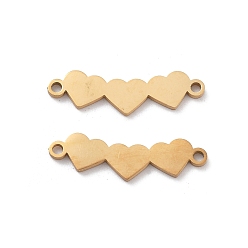 Золотой Ионное покрытие (ip) 304 подвески из нержавеющей стали, тройные сердечные связи, золотые, 5.5x19x1 мм, отверстие : 1.2 мм