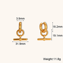 Circle stick pendant earrings. Stainless Steel 18K Gold Plated Circle Stick Pendant Earrings and Necklace Set for Women
