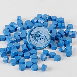 Deep Sky Blue Sealing Wax Particles, for Retro Seal Stamp, Octagon, Deep Sky Blue, Package Bag Size: 114x67mm, about 100pcs/bag