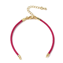 Светло-Вишневый 2мм витой круглый нейлоновый шнур для изготовления браслета, подходит для соединительных шармов, с латунными выводами и 303 застежками из лобстера из нержавеющей стали, реальный 18 k позолоченный, светло-вишневый, 6.22 дюйм (15.8 см)