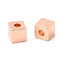 Розовое Золото Латунные бусины, долговечный, без кадмия и без свинца, кубические, розовое золото , 5x5x5 мм, отверстие : 2 мм