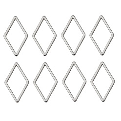 Real Platinum Plated Brass Linking Rings, Nickel Free, Real Platinum Plated, Rhombus, 23x14x1mm