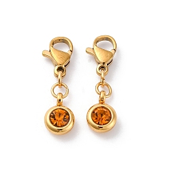 Топаз 304 из нержавеющей стали горный хрусталь подвески, застежка когтя омара, ионное покрытие (ip), топаз, 23 мм