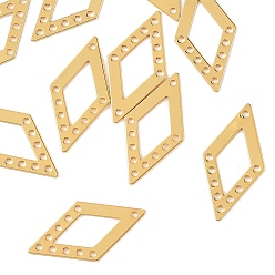 Настоящее золото 18K Компоненты латунной люстры Shegrace, ромб, без кадмия и без свинца и без никеля, реальный 18 k позолоченный, 30x15.5x0.7 мм, отверстие : 1.4 мм