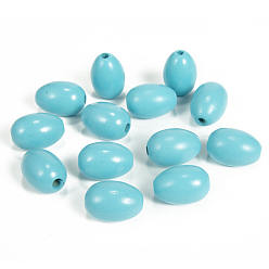 Dark Turquoise Easter Theme Spray Painted Wood Beads, Easter Egg, Dark Turquoise, 30x20mm