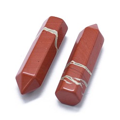 Red Jasper Natural Red Jasper Pointed Beads, Healing Stones, Reiki Energy Balancing Meditation Therapy Wand, No Hole/Undrilled, For Wire Wrapped Pendant Making, Bullet, 36.5~40x10~11mm