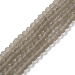 Light Grey Transparent Glass Beads Strands, Faceted, Frosted, Rondelle, Light Grey, 3mm, Hole: 1mm