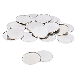 Stainless Steel Color 304 Stainless Steel Milled Edge Bezel Cups, Cabochon Settings, Flat Round, Stainless Steel Color, Tray: 25mm, 26x1.5mm