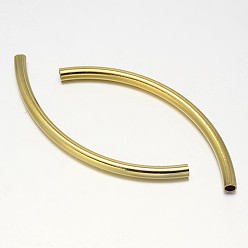 Golden Curved Brass Tube Beads, Golden, 50x3mm, Hole: 2mm