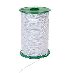 White Round Elastic Cord, with Polyester Outside and Rubber Inside, White, 0.5mm, about 380~400m/roll