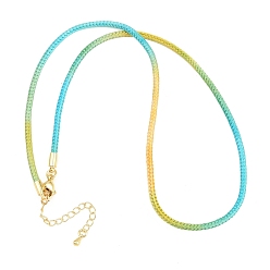 Разноцветный Изготовление ожерелий из окрашенного поликоттонового шнура, с латунными выводами и 303 застежками из лобстера из нержавеющей стали, реальный 18 k позолоченный, красочный, 18.11~18.19 дюйм (46~46.2 см)