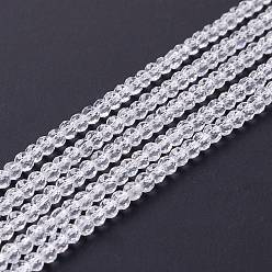 Blanc Chapelets de perles en verre transparentes  , facette, ronde, blanc, 3mm, Trou: 0.8mm, Environ 127~139 pcs/chapelet, 14.09~14.53 pouce (35.8~36.9 cm)