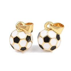 Black Brass Enamel Pendants, Football Charms, Real 18K Gold Plated, Black, 13x10x10mm, Hole: 4x3.5mm